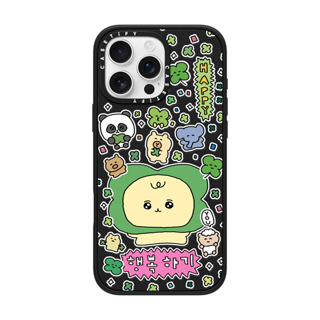 Gosimperson x CASETiFY iPhone 16 Pro Max ケース マットブラック インパクトケース MagSafe対応 Be Happy!