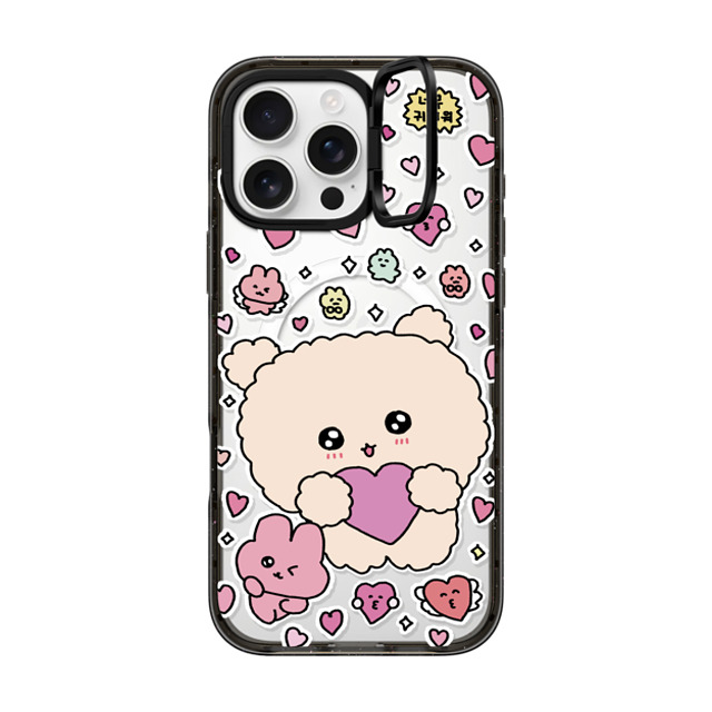 Gosimperson x CASETiFY iPhone 16 Pro Max ケース ブラック インパクトリングスタンドケース MagSafe対応 Love Bomb