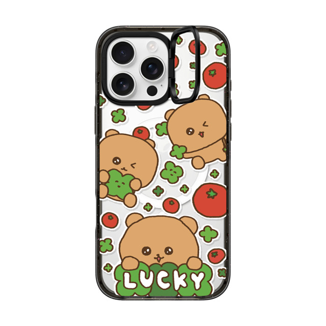 Gosimperson x CASETiFY iPhone 16 Pro Max ケース ブラック インパクトリングスタンドケース MagSafe対応 LUCKY TOMATO