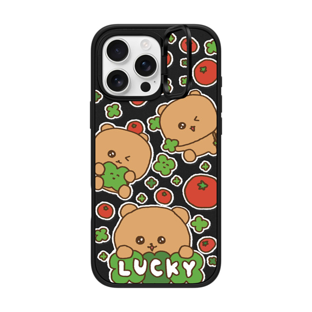 Gosimperson x CASETiFY iPhone 16 Pro Max ケース マットブラック インパクトリングスタンドケース MagSafe対応 LUCKY TOMATO