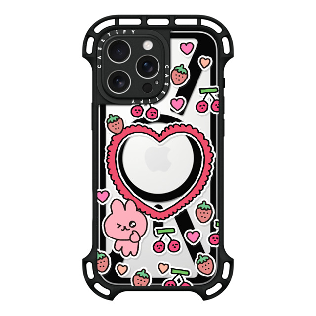 Gosimperson x CASETiFY iPhone 16 Pro Max ケース ブラック ウルトラ バウンスケース MagSafe対応 cherry & strawbrry LOVE