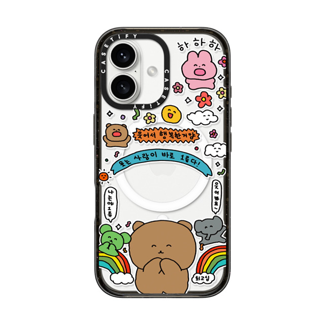 Gosimperson x CASETiFY iPhone 16 ケース ブラック インパクトケース MagSafe対応 SMILE WINS