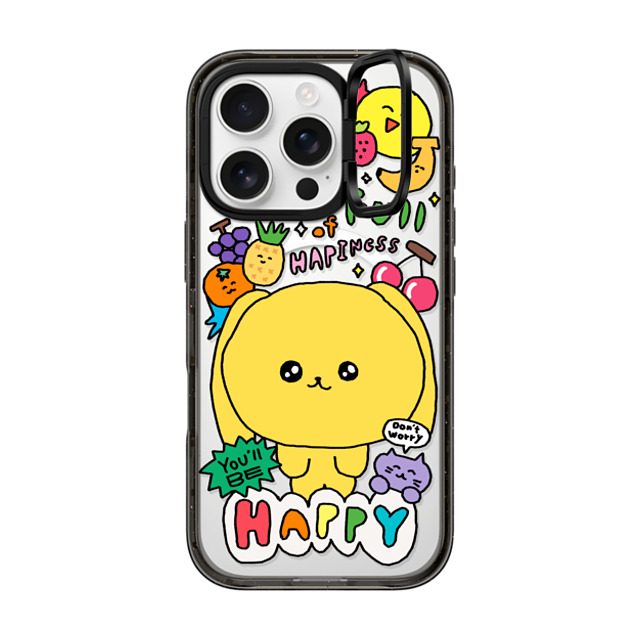 Gosimperson x CASETiFY iPhone 16 Pro ケース ブラック インパクトリングスタンドケース MagSafe対応 You'll be happy~