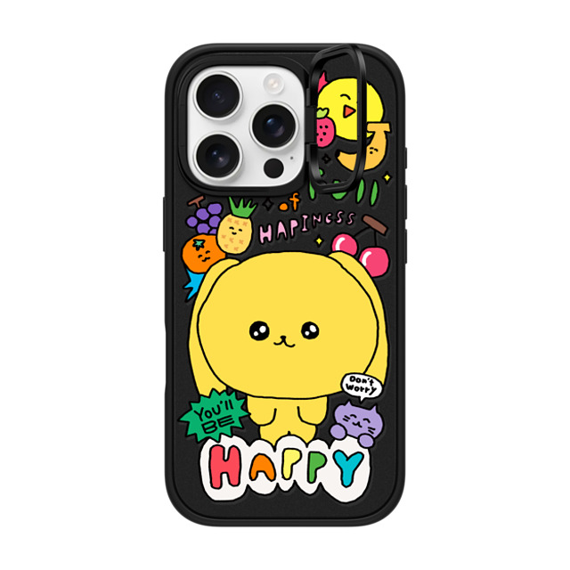 Gosimperson x CASETiFY iPhone 16 Pro ケース マットブラック インパクトリングスタンドケース MagSafe対応 You'll be happy~