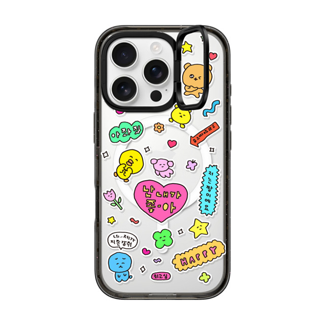 Gosimperson x CASETiFY iPhone 16 Pro ケース ブラック インパクトリングスタンドケース MagSafe対応 I LOVE ME (Korean ver.)