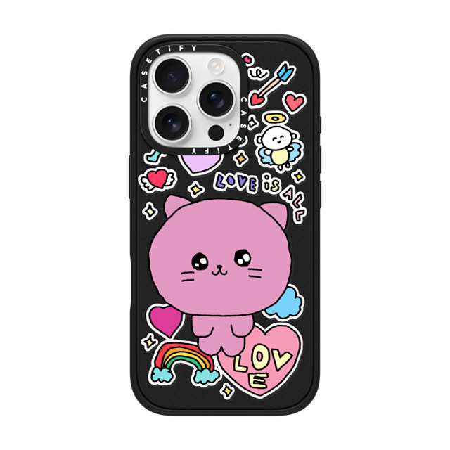 Gosimperson x CASETiFY iPhone 16 Pro Case Cat,Cartoon マットブラック Impact Case MagSafe Compatible Love is ALL Mother's Day Gosimperson x CASETiFY iPhone 16 Pro Case Cat,Cartoon マットブラック Impact Case MagSafe Compatible Love is ALL Mother's Day