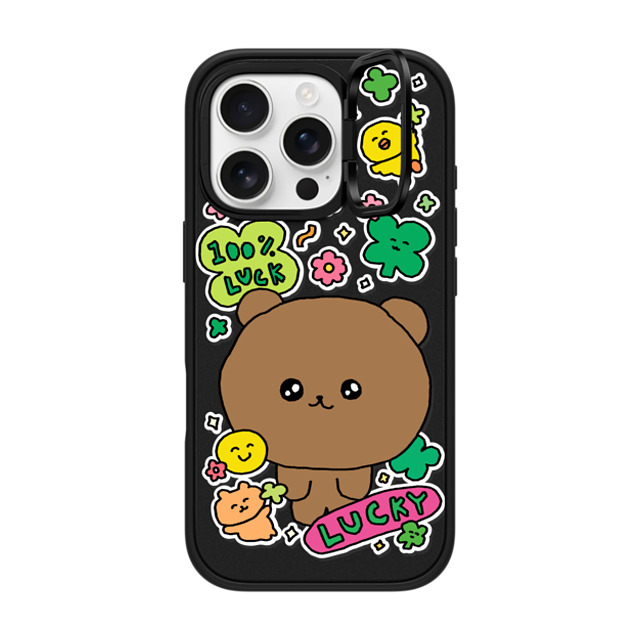 Gosimperson x CASETiFY iPhone 16 Pro ケース マットブラック インパクトリングスタンドケース MagSafe対応 100% LUCKY