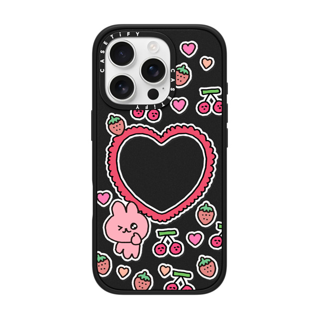 Gosimperson x CASETiFY iPhone 16 Pro ケース マットブラック インパクトケース cherry & strawbrry LOVE