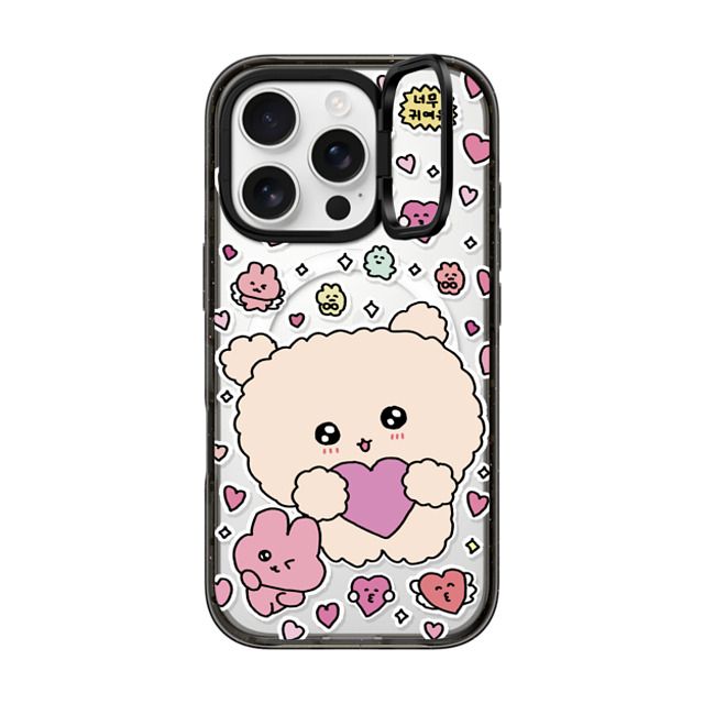 Gosimperson x CASETiFY iPhone 16 Pro ケース ブラック インパクトリングスタンドケース MagSafe対応 Love Bomb