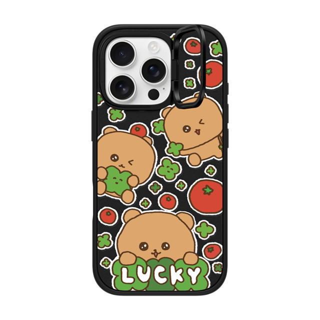 Gosimperson x CASETiFY iPhone 16 Pro ケース マットブラック インパクトリングスタンドケース MagSafe対応 LUCKY TOMATO