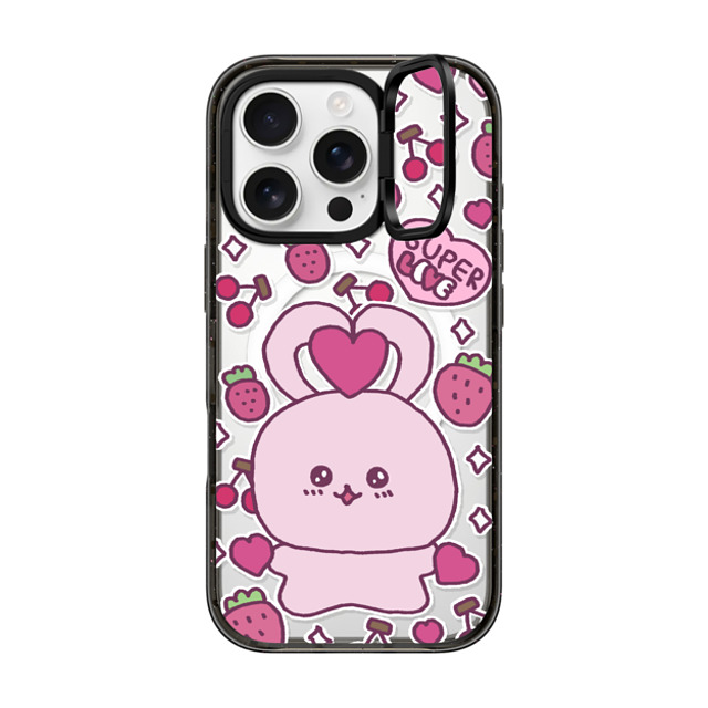 Gosimperson x CASETiFY iPhone 16 Pro ケース ブラック インパクトリングスタンドケース MagSafe対応 SUPER LOVE