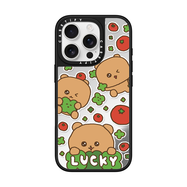 Gosimperson x CASETiFY iPhone 16 Pro ケース Silver on Black ミラーケース MagSafe対応 LUCKY TOMATO