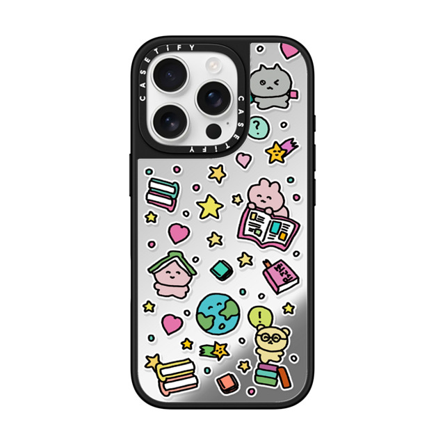 Gosimperson x CASETiFY iPhone 16 Pro ケース Silver on Black ミラーケース MagSafe対応 DREAMING WORLD OF BOOKS