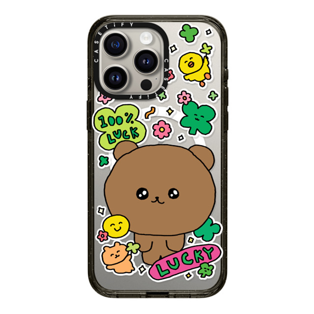 Gosimperson x CASETiFY iPhone 15 Pro Max ケース ブラック インパクトケース MagSafe対応 100% LUCKY