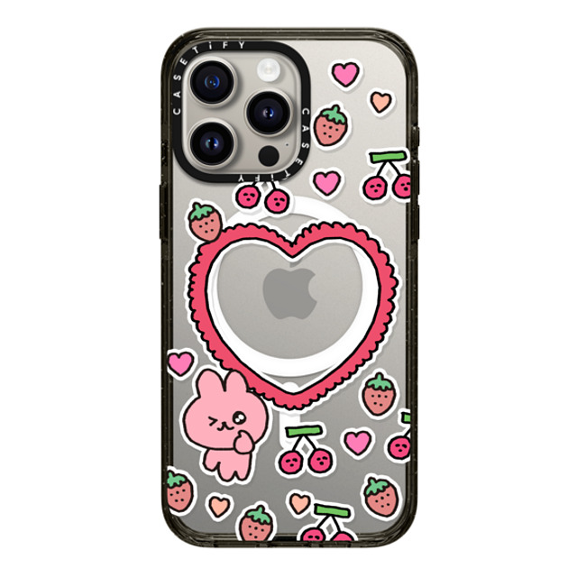 Gosimperson x CASETiFY iPhone 15 Pro Max ケース ブラック インパクトケース MagSafe対応 cherry & strawbrry LOVE