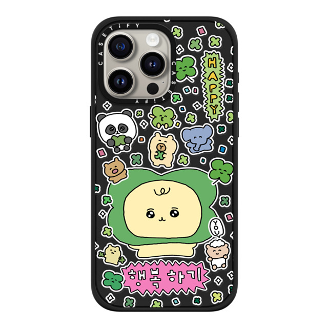 Gosimperson x CASETiFY iPhone 15 Pro Max ケース マットブラック インパクトケース MagSafe対応 Be Happy!