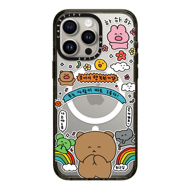 Gosimperson x CASETiFY iPhone 15 Pro Max ケース ブラック インパクトケース MagSafe対応 SMILE WINS