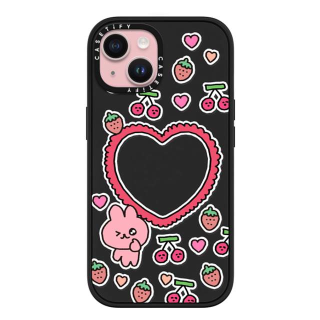 Gosimperson x CASETiFY iPhone 15 ケース マットブラック インパクトケース MagSafe対応 cherry & strawbrry LOVE