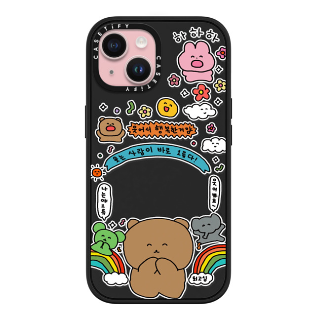 Gosimperson x CASETiFY iPhone 15 ケース マットブラック インパクトケース MagSafe対応 SMILE WINS