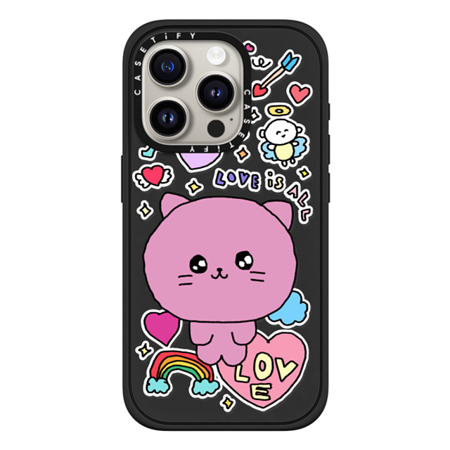 Gosimperson x CASETiFY iPhone 15 Pro Case Cat,Cartoon マットブラック Impact Case MagSafe Compatible Love is ALL Mother's Day Gosimperson x CASETiFY iPhone 15 Pro Case Cat,Cartoon マットブラック Impact Case MagSafe Compatible Love is ALL Mother's Day