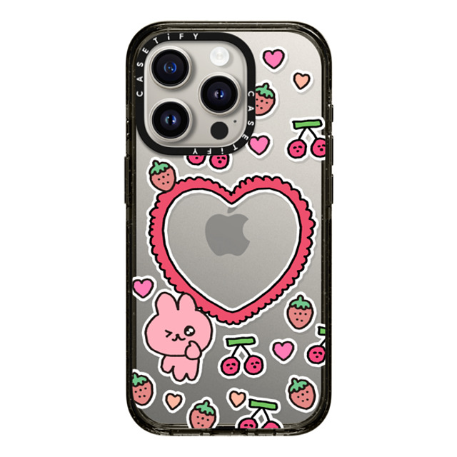 Gosimperson x CASETiFY iPhone 15 Pro ケース ブラック インパクトケース cherry & strawbrry LOVE