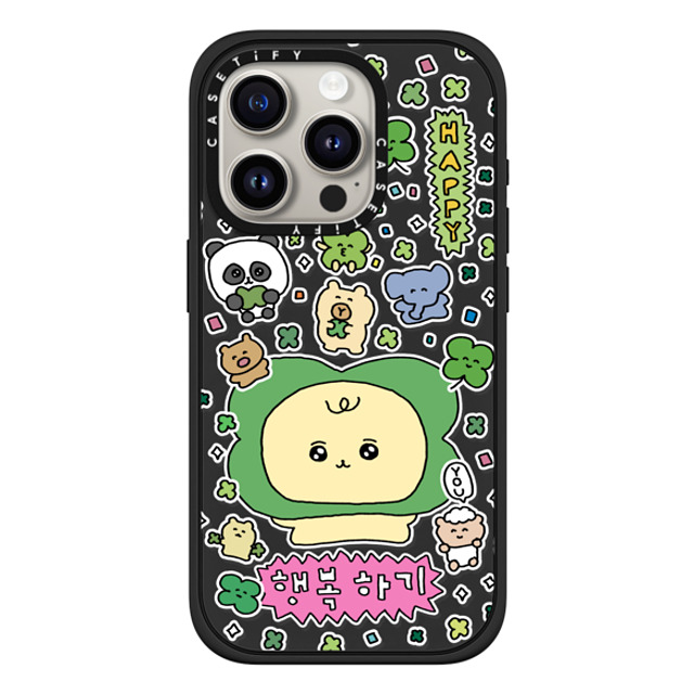 Gosimperson x CASETiFY iPhone 15 Pro ケース マットブラック インパクトケース MagSafe対応 Be Happy!