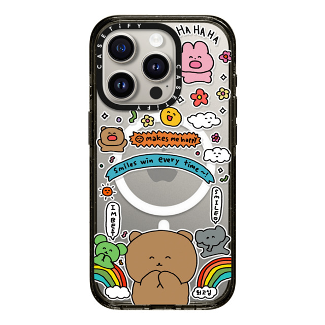 Gosimperson x CASETiFY iPhone 15 Pro ケース ブラック インパクトケース MagSafe対応 SMILE WINS (ENG ver.)