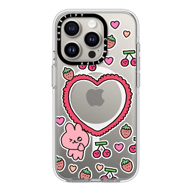 Gosimperson x CASETiFY iPhone 15 Pro ケース クリア クリア ケース MagSafe対応 cherry & strawbrry LOVE