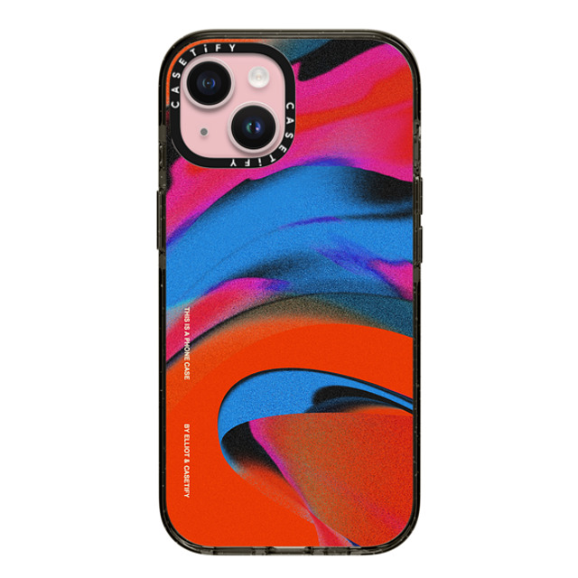 Elliotisacoolguy x CASETiFY iPhone 15 ケース ブラック インパクトケース Gradient Warp 2 - Elliot Ulm