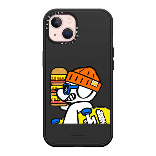 Skater JOHN x CASETiFY iPhone 13 ケース マットブラック インパクトケース MagSafe対応 What's UP JOHN! (Mega burger)