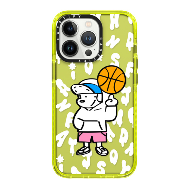 Skater JOHN x CASETiFY iPhone 13 Pro ケース ネオン イエロー インパクトケース CASETiFY AND JOHN (basketball)