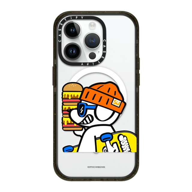 Skater JOHN x CASETiFY iPhone 14 Pro ケース ブラック インパクトケース MagSafe対応 What's UP JOHN! (Mega burger)