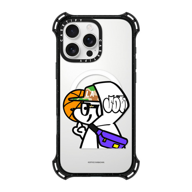 Skater JOHN x CASETiFY iPhone 16 Pro Max ケース ブラック バウンスケース What's UP JOHN! (Basketball player)