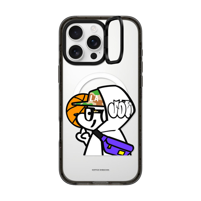 Skater JOHN x CASETiFY iPhone 16 Pro Max ケース ブラック インパクトリングスタンドケース MagSafe対応 What's UP JOHN! (Basketball player)