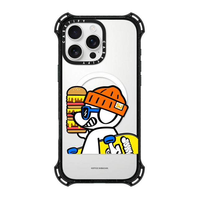 Skater JOHN x CASETiFY iPhone 16 Pro Max ケース ブラック バウンスケース What's UP JOHN! (Mega burger)