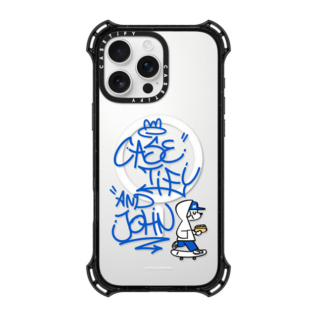 Skater JOHN x CASETiFY iPhone 16 Pro Max ケース ブラック バウンスケース CASETiFY AND JOHN (graffiti)