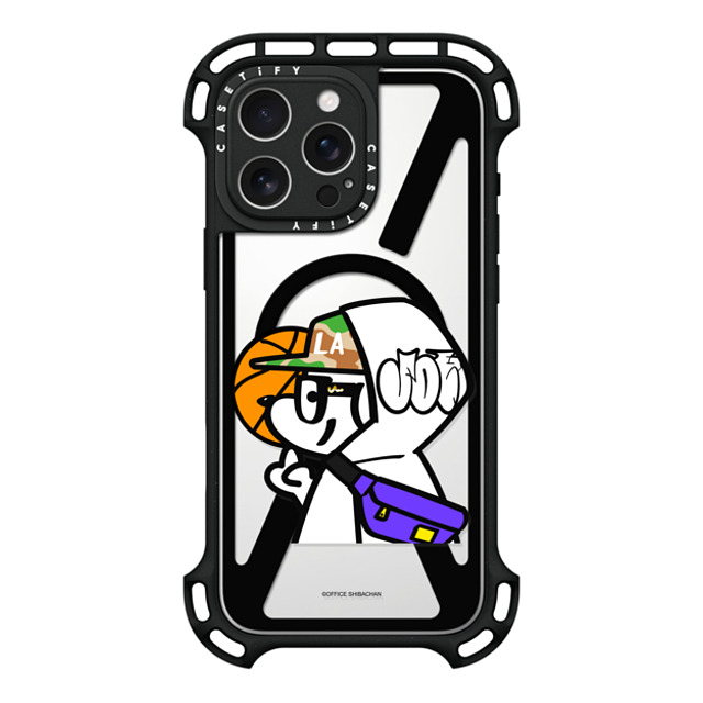 Skater JOHN x CASETiFY iPhone 16 Pro Max ケース ブラック ウルトラ バウンスケース MagSafe対応 What's UP JOHN! (Basketball player)