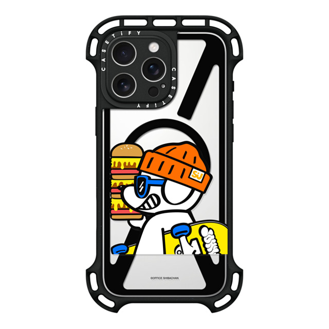 Skater JOHN x CASETiFY iPhone 16 Pro Max ケース ブラック ウルトラ バウンスケース MagSafe対応 What's UP JOHN! (Mega burger)