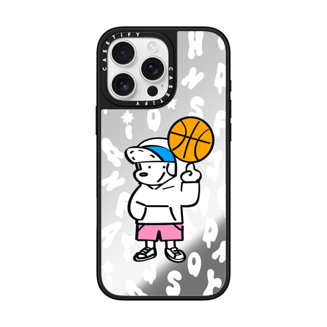 Skater JOHN x CASETiFY iPhone 16 Pro Max ケース Silver on Black ミラーケース MagSafe対応 CASETiFY AND JOHN (basketball)