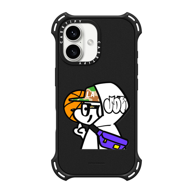 Skater JOHN x CASETiFY iPhone 16 ケース マットブラック バウンスケース What's UP JOHN! (Basketball player)