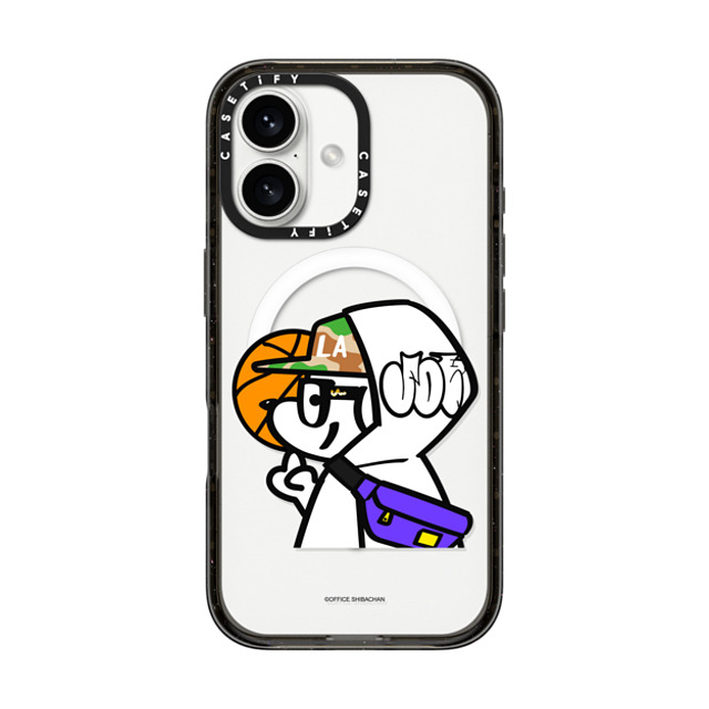 Skater JOHN x CASETiFY iPhone 16 ケース ブラック インパクトケース MagSafe対応 What's UP JOHN! (Basketball player)