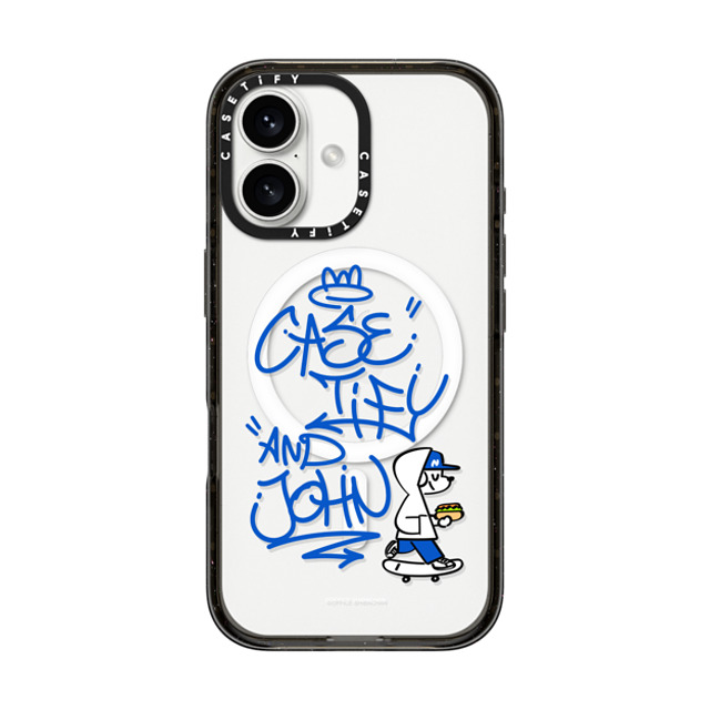 Skater JOHN x CASETiFY iPhone 16 ケース ブラック インパクトケース MagSafe対応 CASETiFY AND JOHN (graffiti)