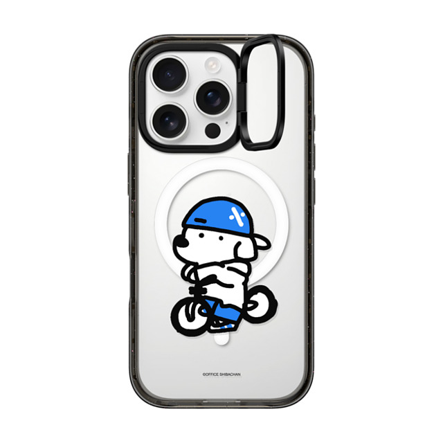 Skater JOHN x CASETiFY iPhone 16 Pro ケース ブラック インパクトリングスタンドケース MagSafe対応 mini JOHN (Cycling)