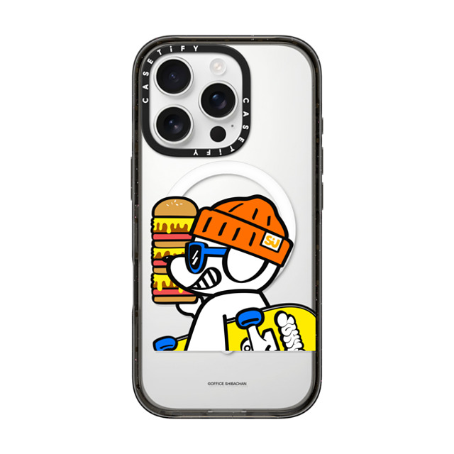 Skater JOHN x CASETiFY iPhone 16 Pro ケース ブラック インパクトケース MagSafe対応 What's UP JOHN! (Mega burger)