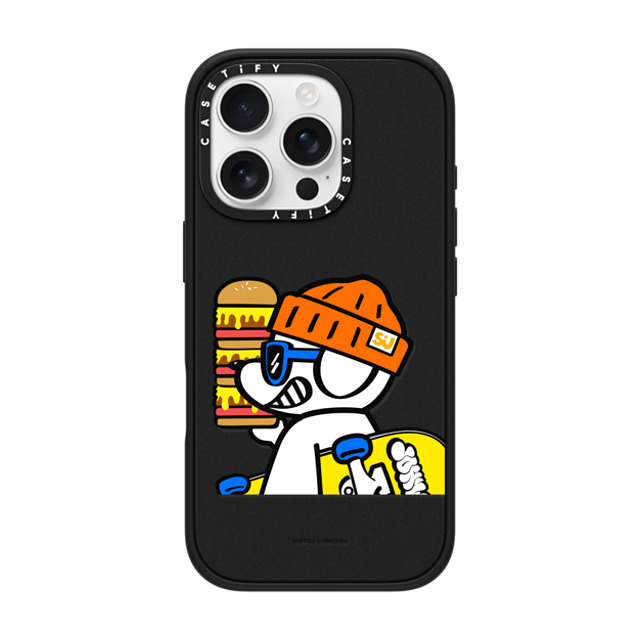 Skater JOHN x CASETiFY iPhone 16 Pro ケース マットブラック インパクトケース What's UP JOHN! (Mega burger)