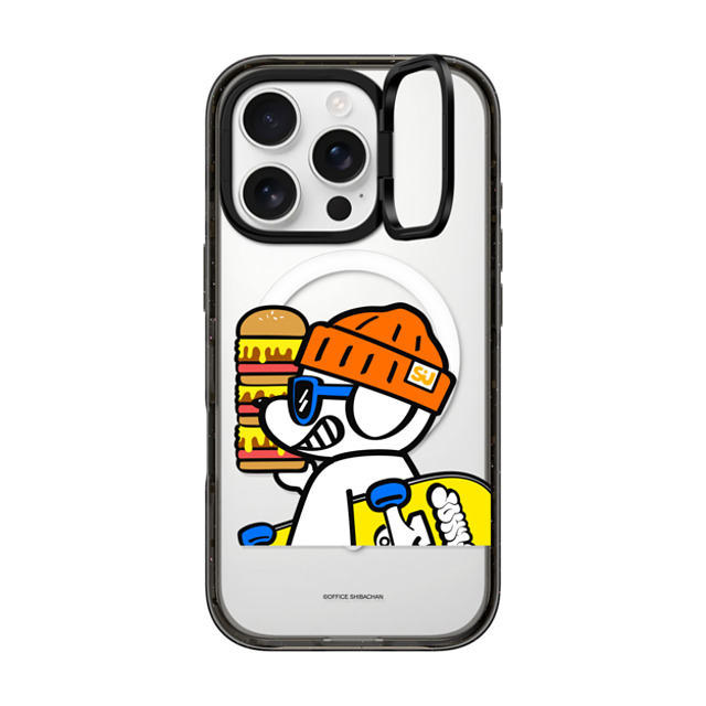 Skater JOHN x CASETiFY iPhone 16 Pro ケース ブラック インパクトリングスタンドケース MagSafe対応 What's UP JOHN! (Mega burger)