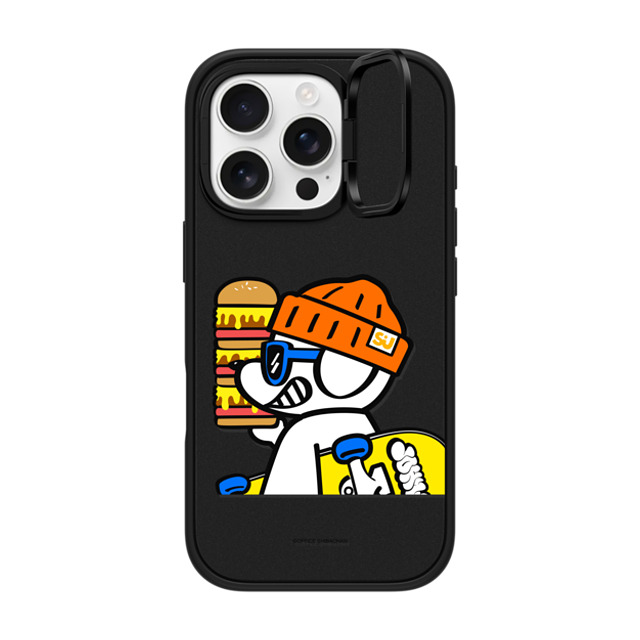 Skater JOHN x CASETiFY iPhone 16 Pro ケース マットブラック インパクトリングスタンドケース MagSafe対応 What's UP JOHN! (Mega burger)