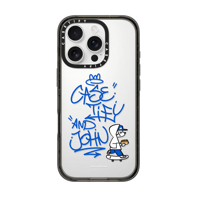 Skater JOHN x CASETiFY iPhone 16 Pro ケース ブラック インパクトケース CASETiFY AND JOHN (graffiti)