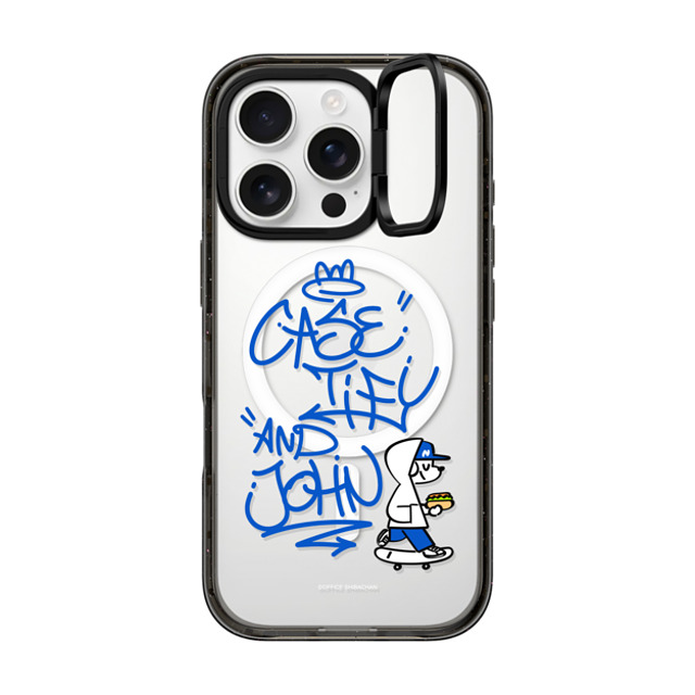 Skater JOHN x CASETiFY iPhone 16 Pro ケース ブラック インパクトリングスタンドケース MagSafe対応 CASETiFY AND JOHN (graffiti)