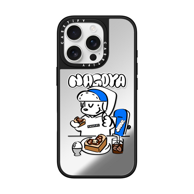 Skater JOHN x CASETiFY iPhone 16 Pro Case Silver on Black ミラーケース MagSafe対応 Skater John Nagoya Food Phone Case Skater JOHN x CASETiFY iPhone 16 Pro Case Silver on Black ミラーケース MagSafe対応 Skater John Nagoya Food Phone Case